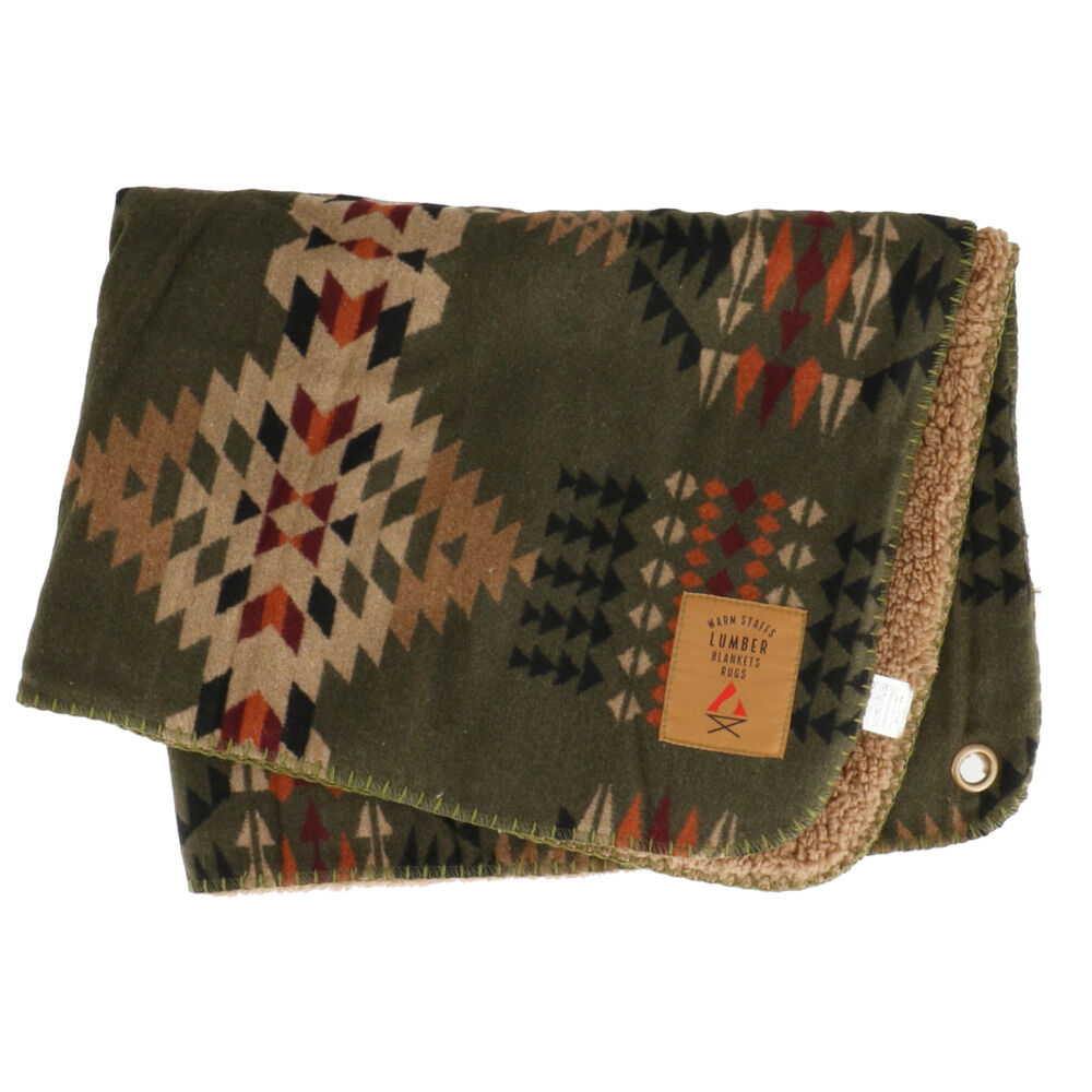 BACKYARD FAMILY「ブランケット ひざ掛け 厚手 通販 おしゃれ モコモコ ボア 裏ボア ふわふわ キリム」|ブランケット|グリーン1