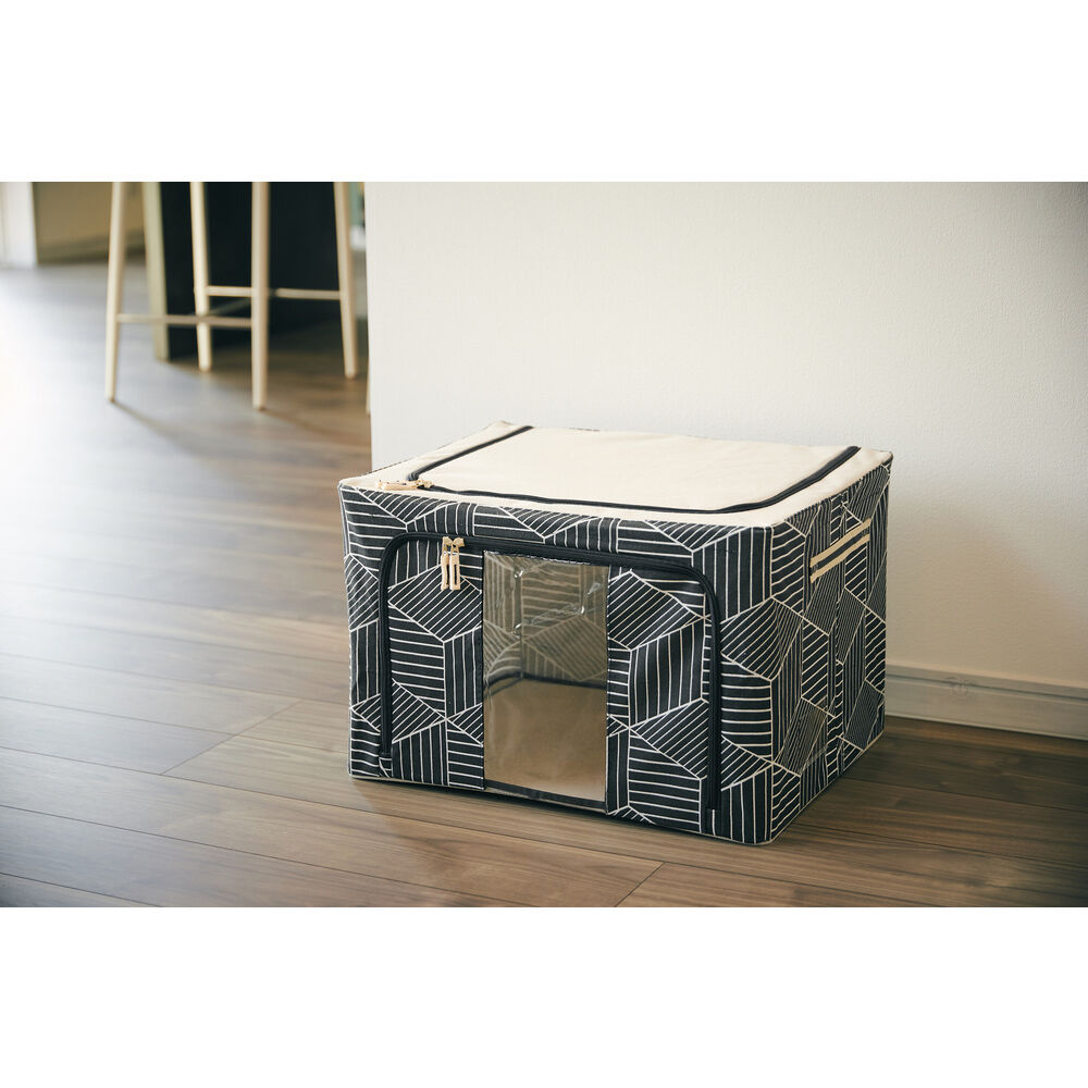 BACKYARD FAMILY「収納ボックス 布 ふた付き 通販 衣装ケース 前開き 窓付き収納ボックス 衣類収納ボックス」|その他|ブルー1