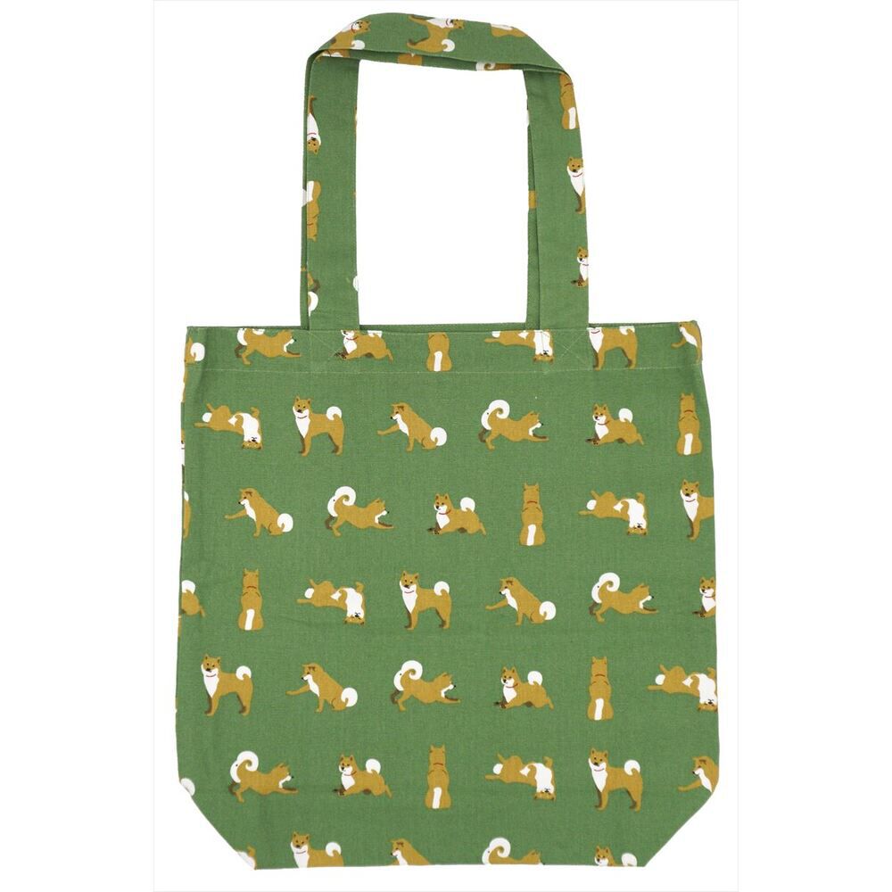 BACKYARD FAMILY「フレンズヒル トートバッグ A4 しばたさん 通販 トートバック FRIENDSHILL 柴犬」|トートバッグ|グリーン1