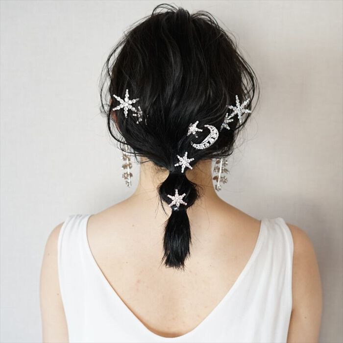 BACKYARD FAMILY「ブライダル ヘアアクセサリー 通販 ヘアピン 6本セット 星 大きめ スターモチーフ 月モチーフ」|その他|