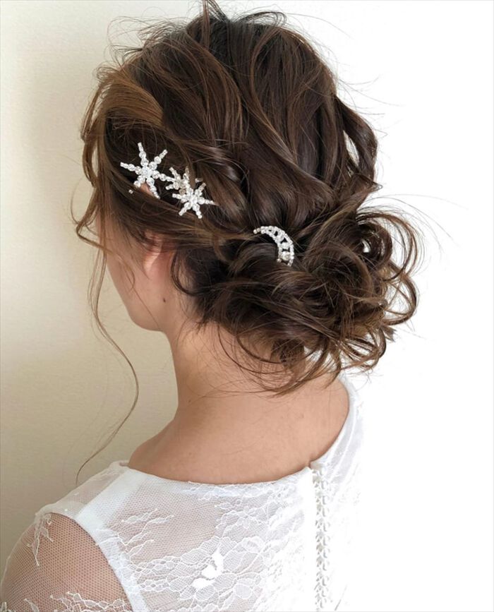 BACKYARD FAMILY「ブライダル ヘアアクセサリー 通販 ヘアピン 6本セット 星 大きめ スターモチーフ 月モチーフ」|その他|