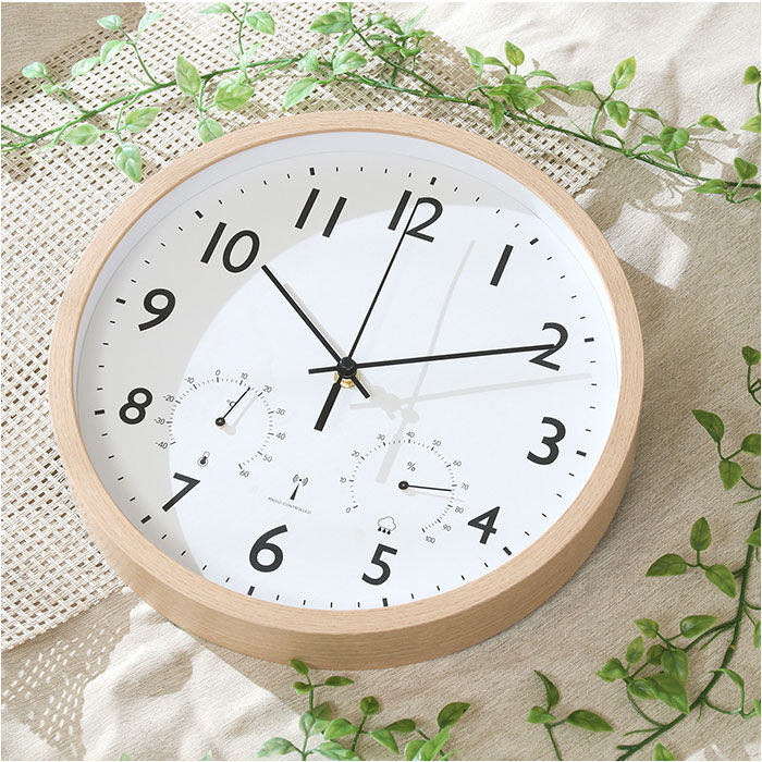 BACKYARD FAMILY「壁掛け 時計 電波 温度 湿度 おしゃれ 通販 温湿度計付き電波時計 ウォールクロック 電波時計」|クロック・置時計|