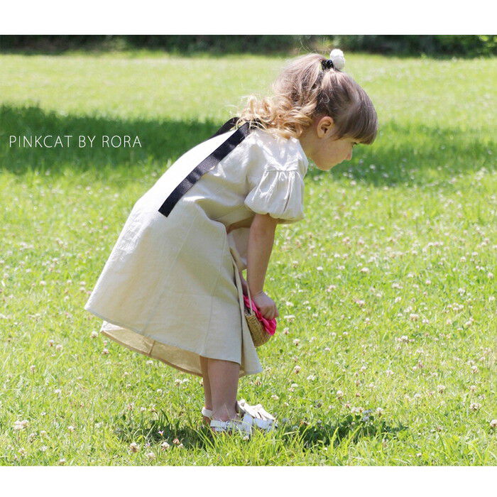 BACKYARD FAMILY「Rora ワンピース キッズ 通販 ローラ ワンピ ナチューラ 半袖 パフスリーブ 無地」|その他|