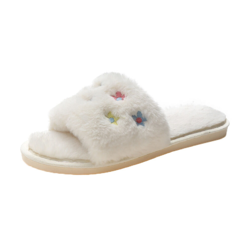 BACKYARD FAMILY「もこもこ スリッパ 通販 ルームシューズ ルームスリッパ 秋 冬用 前開きスリッパ ルームサンダル」|ルームシューズ|ホワイト1