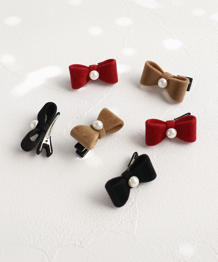 BACKYARD FAMILY「Rora ヘアクリップ キッズ 2個セット 通販 ベル ミニ リボン パール ベルベット」|その他|