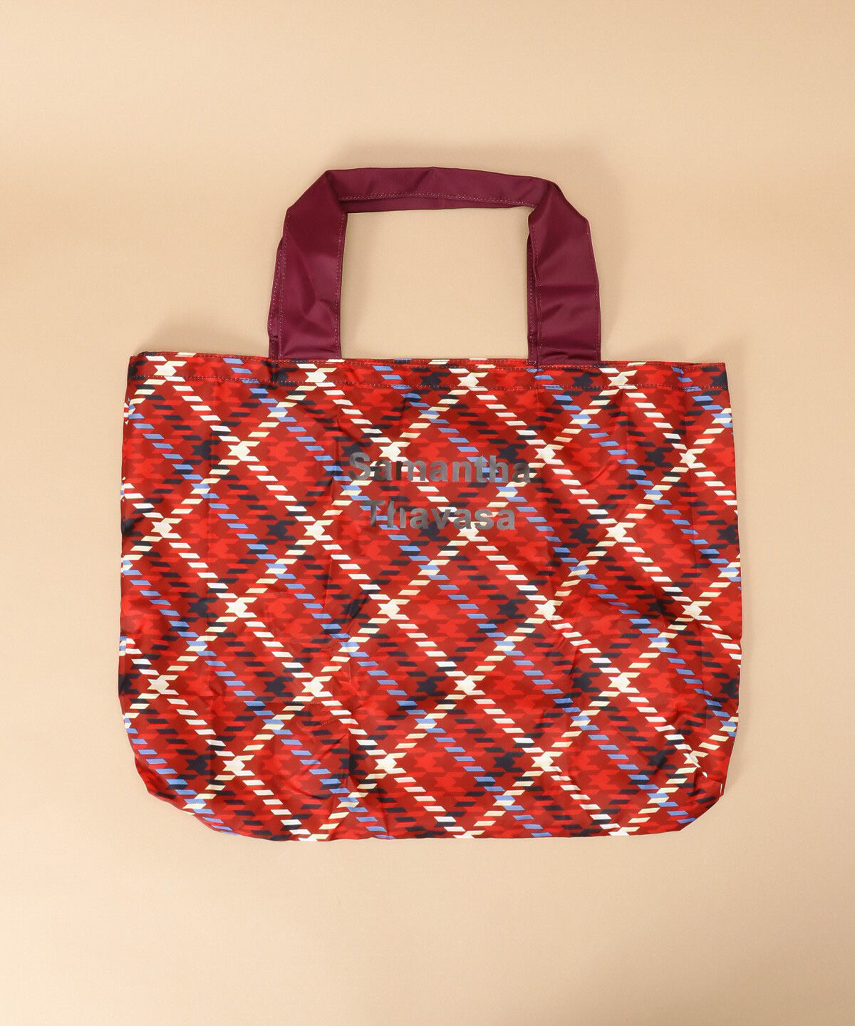 Samantha Thavasa「チェック柄エコバッグ 小サイズ」|その他|レッド