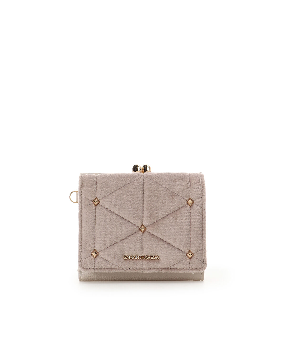 Samantha Vega「ベロアキルティングスタッズ折財布」|財布|ベージュ