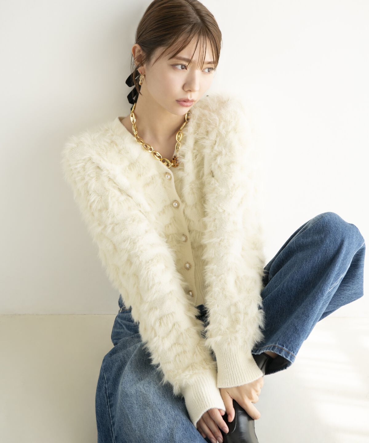 アンドクチュール「ポコポコフェザーカーデ」|カーディガン|