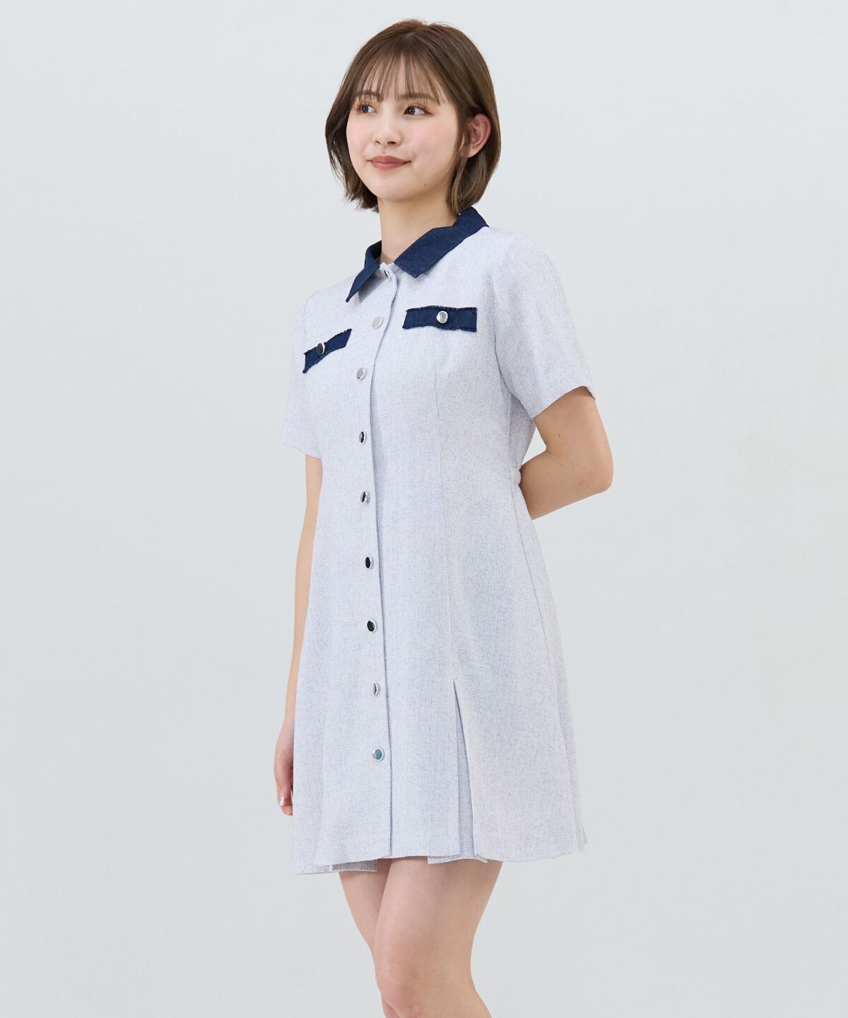 REDYAZEL「サマーツイード襟つきミニワンピース」|ワンピース|