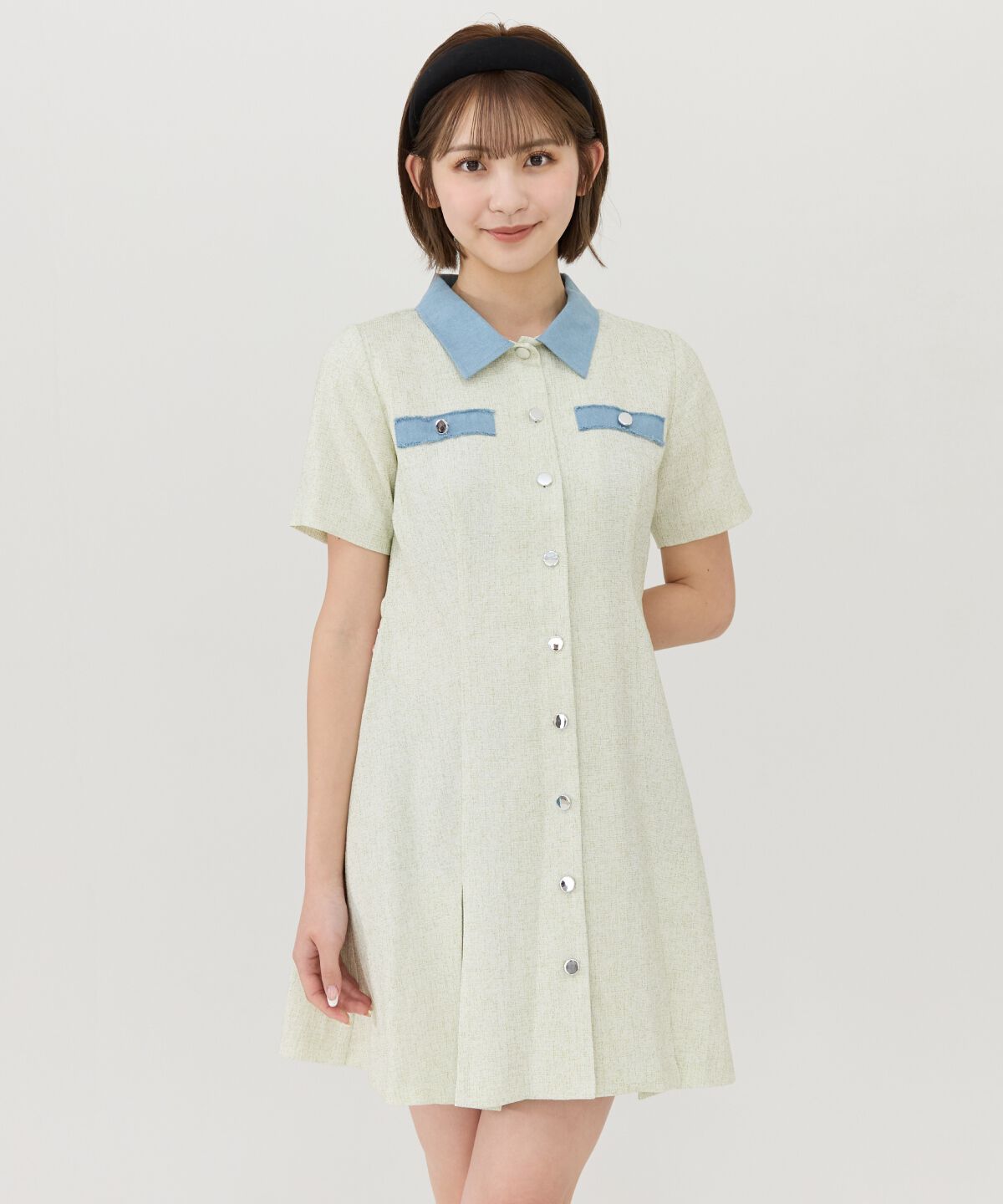 REDYAZEL「サマーツイード襟つきミニワンピース」|ワンピース|