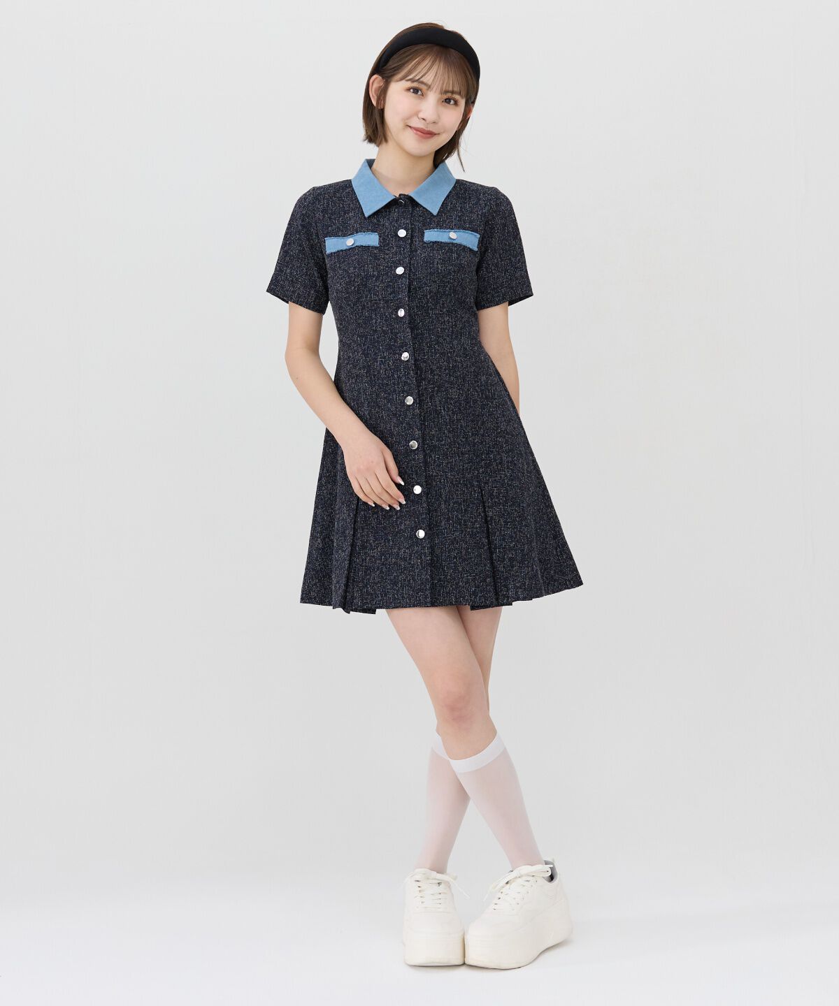 REDYAZEL「サマーツイード襟つきミニワンピース」|ワンピース|