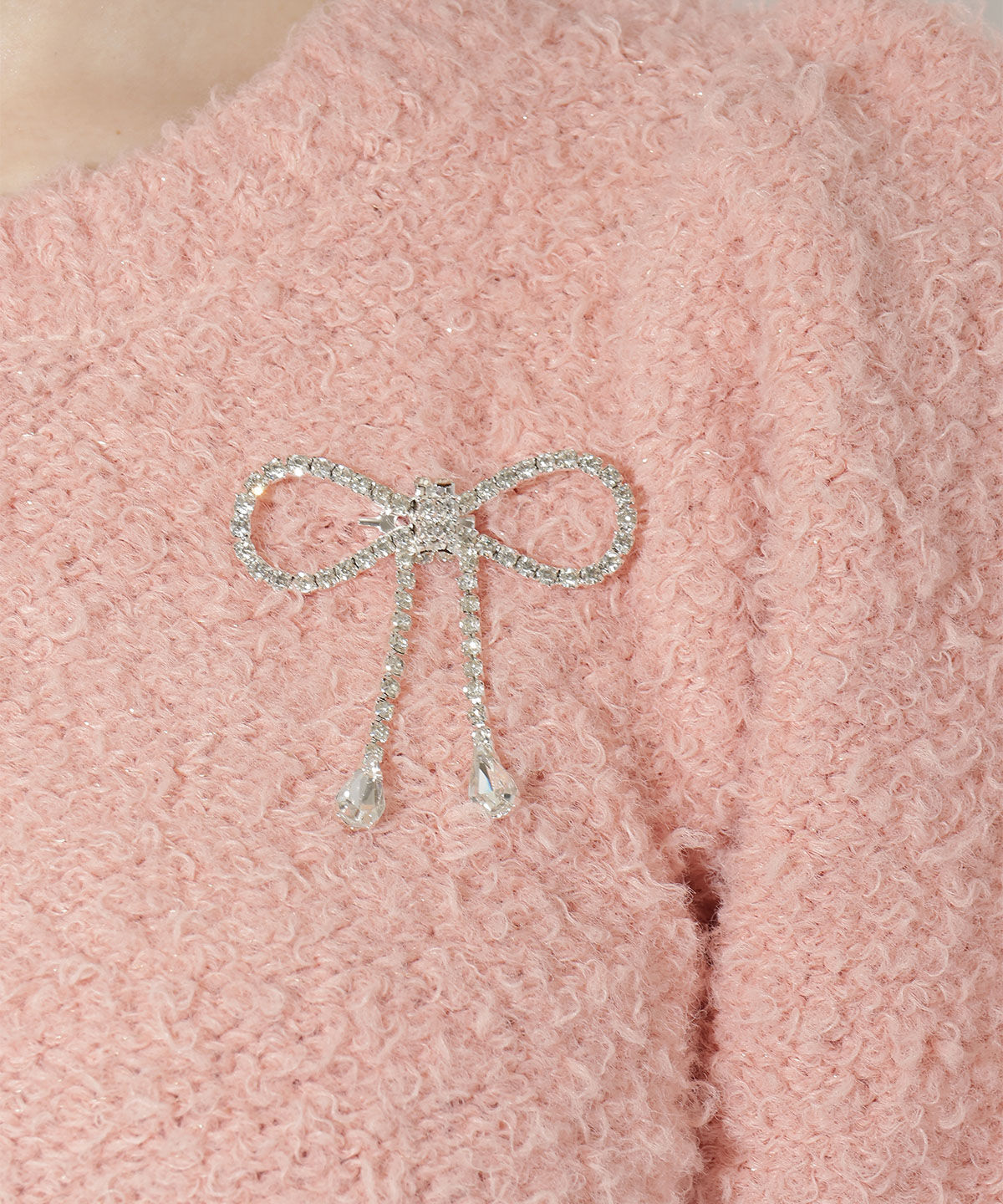 WILLSELECTION「リボンブローチ付きテディヤーンニット」|ニット・セーター|