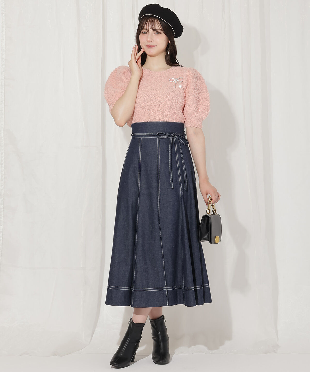 WILLSELECTION「リボンブローチ付きテディヤーンニット」|ニット・セーター|