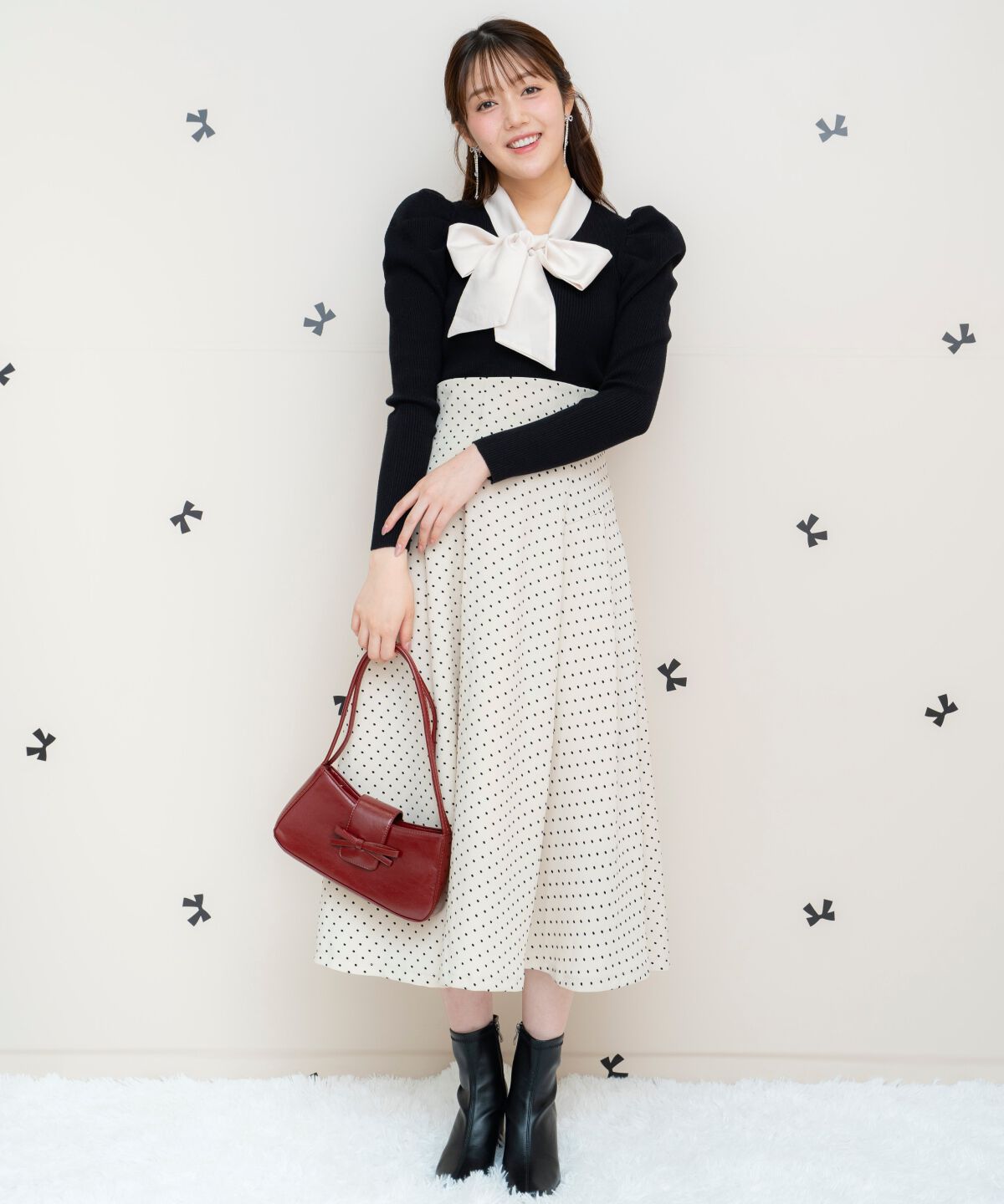 WILLSELECTION「フロッキードットヨーク切替スカート」|フレア|