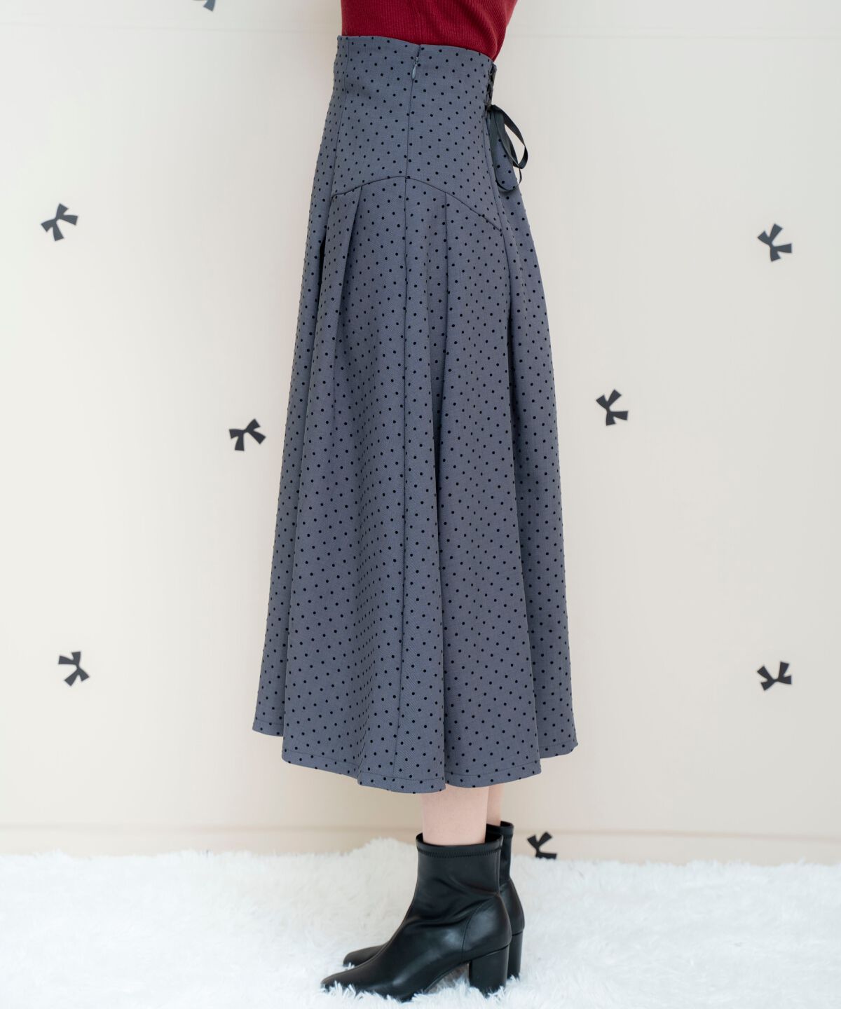WILLSELECTION「フロッキードットヨーク切替スカート」|フレア|