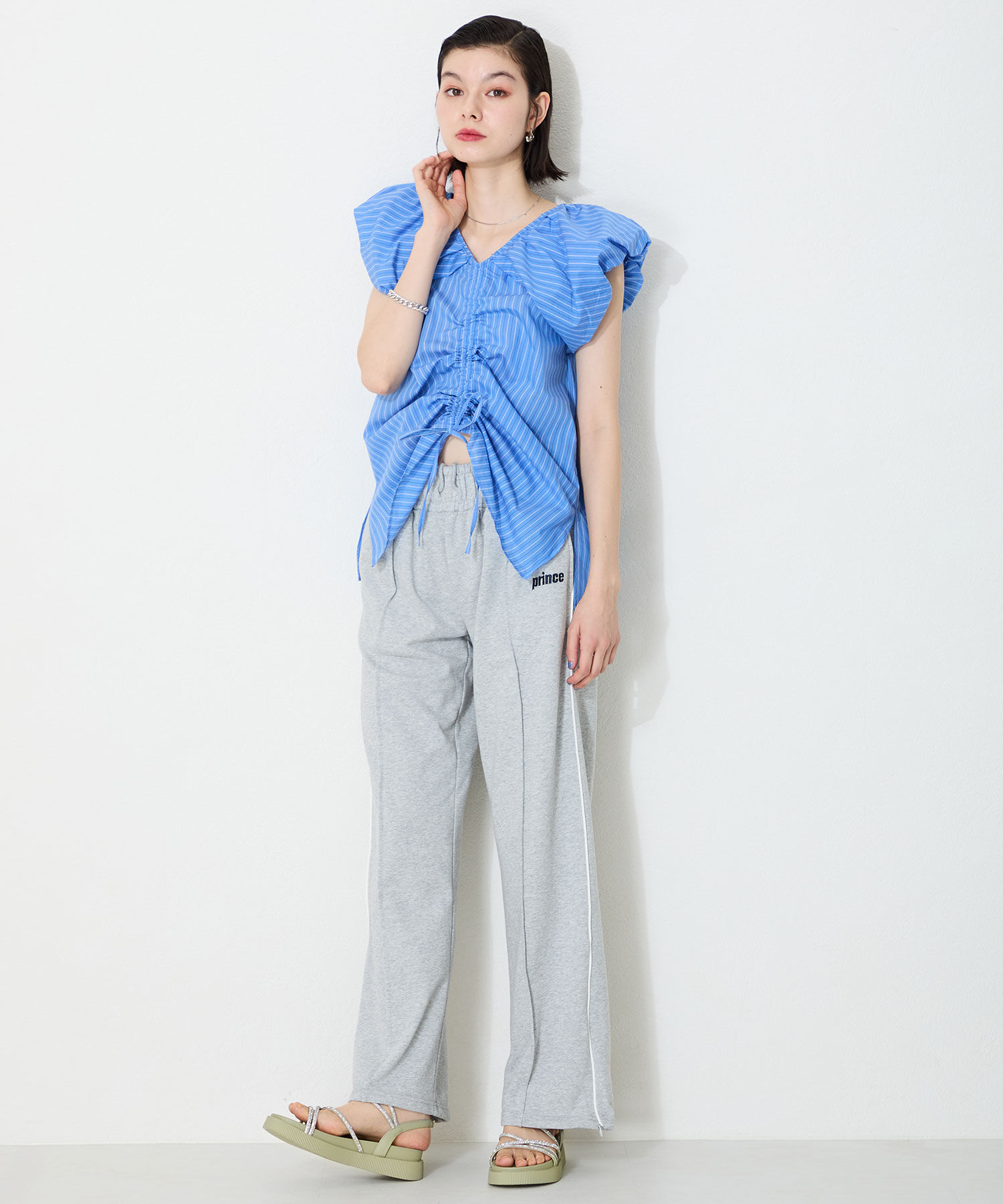 ORiental TRaffic「【追加】ラインストーンストラップサンダル/41217 サンダル 人気 トレンド 売れてる ラインストーン」|サンダル|