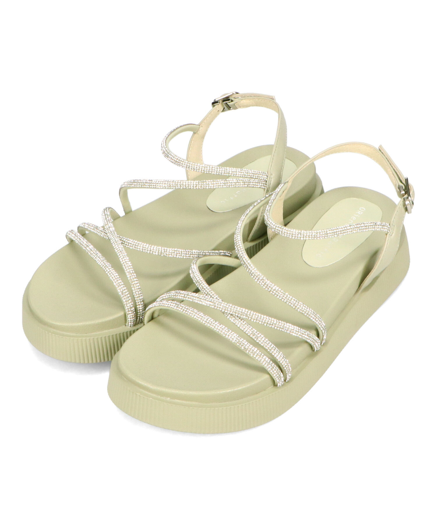 ORiental TRaffic「【追加】ラインストーンストラップサンダル/41217 サンダル 人気 トレンド 売れてる ラインストーン」|サンダル|