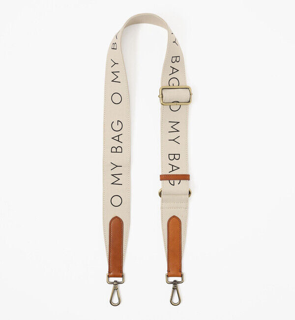 O MY BAG「【オーマイバッグ】キャンバスロゴストラップ/ホワイト コニャック コットン ナチュラルレザー」|ストラップ|コニャック