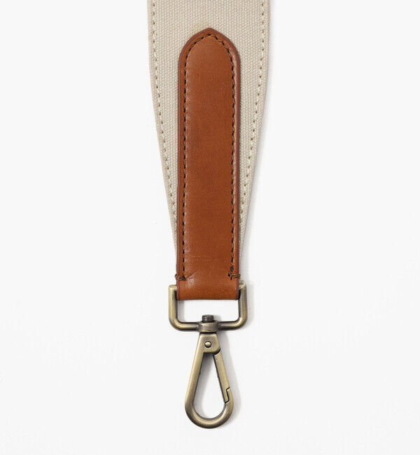 O MY BAG「【オーマイバッグ】キャンバスロゴストラップ/ホワイト コニャック コットン ナチュラルレザー」|ストラップ|