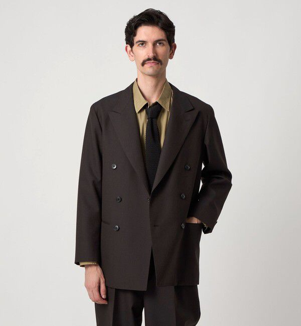 【美品】steven alan ダブルブレストジャケット Lサイズ ネイビー Steven Alan＞ ウール オックスフォード ダブルブレステッド 6B