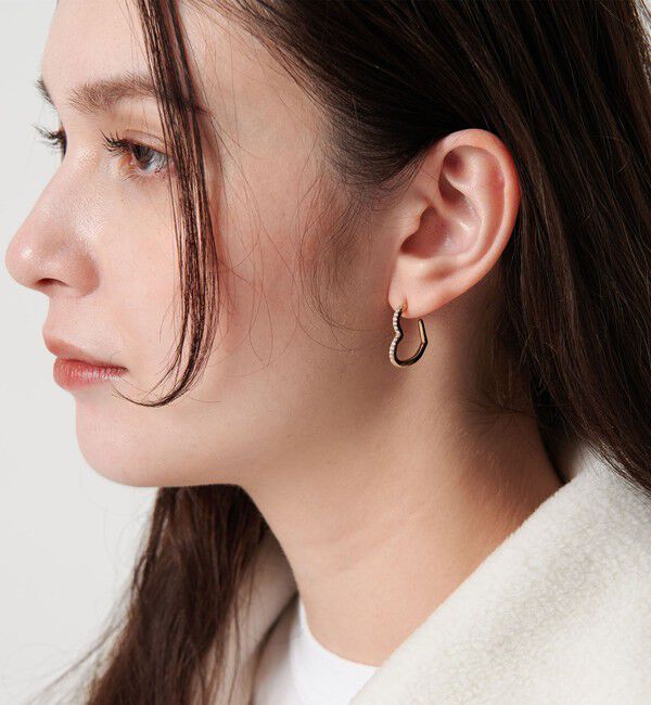 BEAUTY&YOUTH UNITED ARROWS「キュービックジルコニア ライン ハート ピアス」|ピアス|GOLD