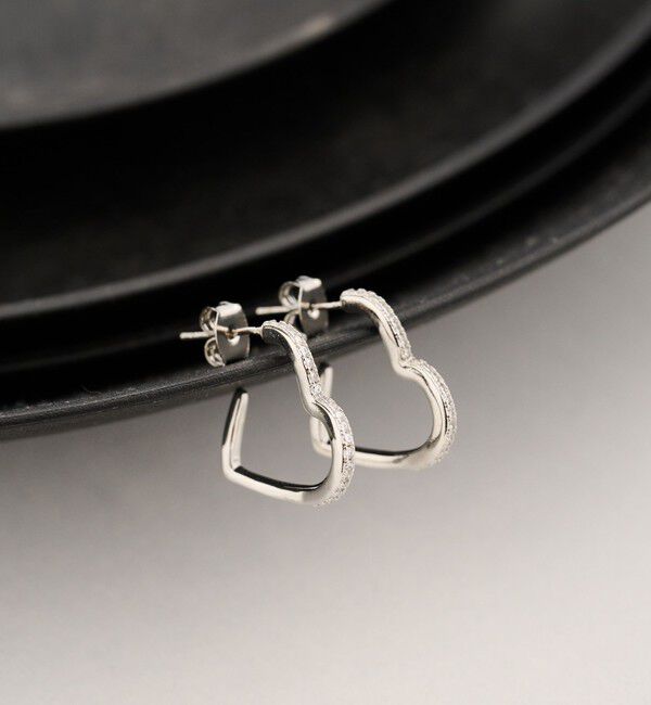BEAUTY&YOUTH UNITED ARROWS「キュービックジルコニア ライン ハート ピアス」|ピアス|