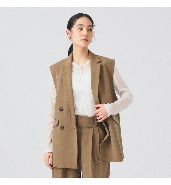 Ray BEAMS 「ヘリンボーン 4ボタン ダブルブレスト ジレ」|ベスト・ジレ|CAMEL