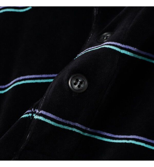 BEAMS「ワイドフィット ベロア ボーダー ポロシャツ」|ポロシャツ|
