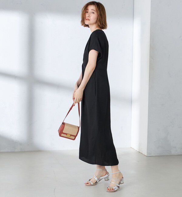 SHIPS for women「〈手洗い可能〉麻混 ノットディテール フレンチスリーブ ワンピース」|ワンピース|