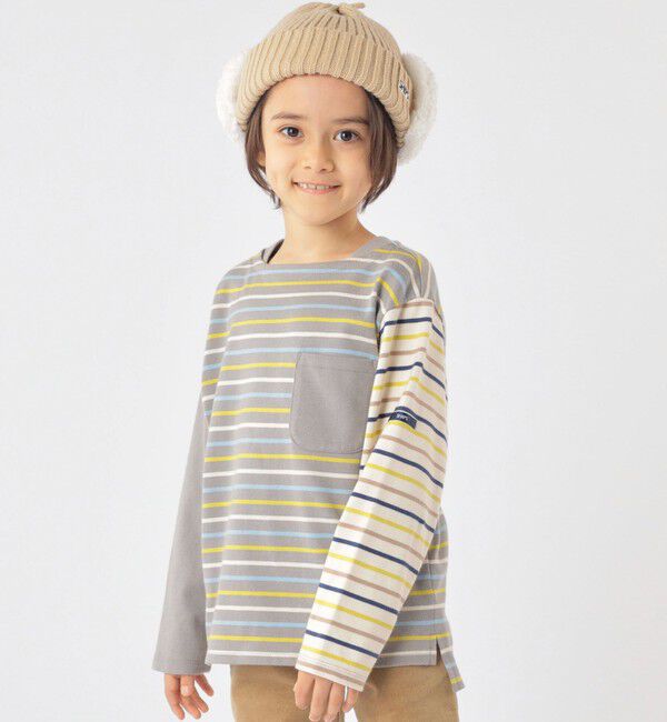 SHIPS KIDS「SHIPS KIDS:100～130cm / オーガニック コットン ボーダー 長袖 TEE」|Tシャツ・カットソー|
