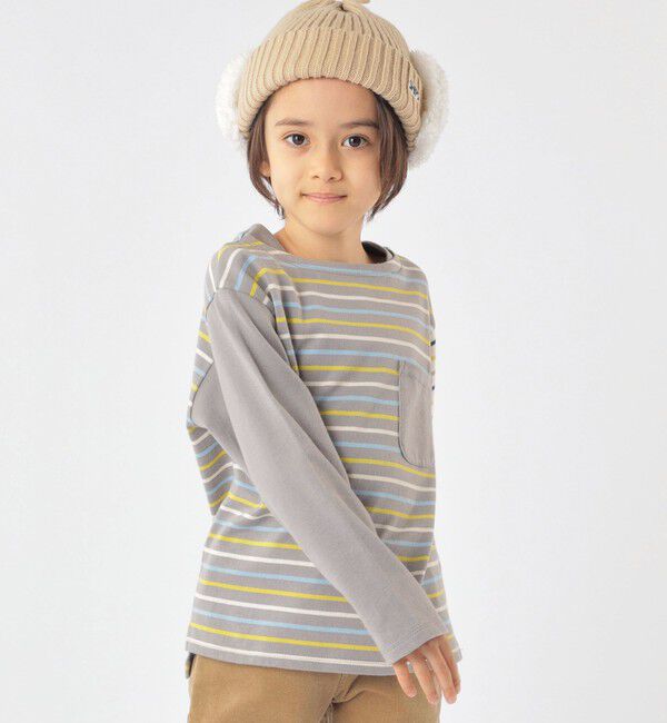 SHIPS KIDS「SHIPS KIDS:100～130cm / オーガニック コットン ボーダー 長袖 TEE」|Tシャツ・カットソー|