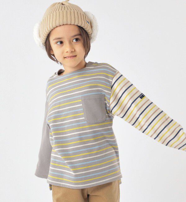 SHIPS KIDS「SHIPS KIDS:100～130cm / オーガニック コットン ボーダー 長袖 TEE」|Tシャツ・カットソー|