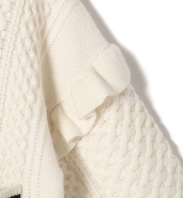 SHIPS for women「【WEB限定】袖 フリル チルデン ケーブル ライン カーディガン」|カーディガン|