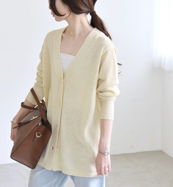 quaranciel「quaranciel:〈手洗い可能〉バルキー Vネック ガウン カーディガン」|カーディガン|