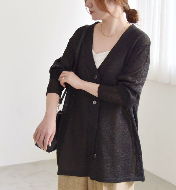 quaranciel「quaranciel:〈手洗い可能〉バルキー Vネック ガウン カーディガン」|カーディガン|
