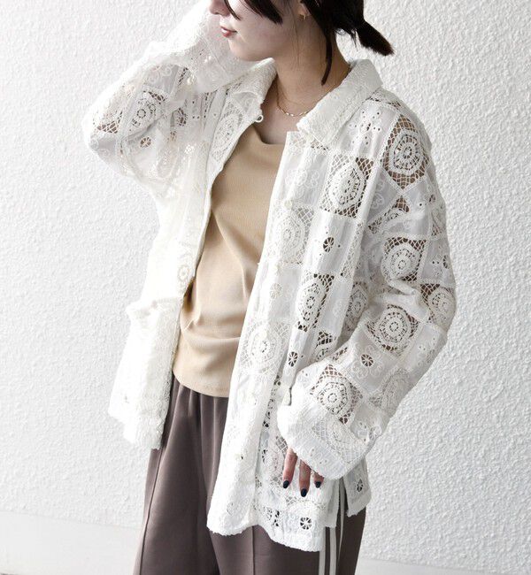 SHIPS any「SHIPS any:〈手洗い可能〉パッチワーク レース ジャケット シャツ」|その他|