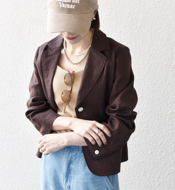 SHIPS any「SHIPS any:〈洗濯機可能〉ヨーロピアンフラックス リネン コンパクト テーラード ジャケット」|テーラードジャケット|