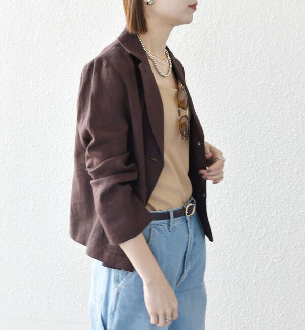 SHIPS any「SHIPS any:〈洗濯機可能〉ヨーロピアンフラックス リネン コンパクト テーラード ジャケット」|テーラードジャケット|