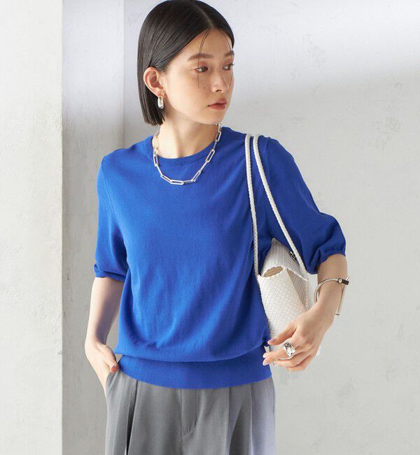 SHIPS for women「〈接触冷感 / 手洗い可能〉アイスコットン ショート スリーブ プルオーバー」|ニット・セーター|