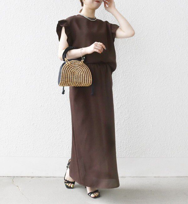 SHIPS any「SHIPS any:〈洗濯機可能〉リネンライク ブラウス &times; タイトスカート セットアップ」|ワンピース|