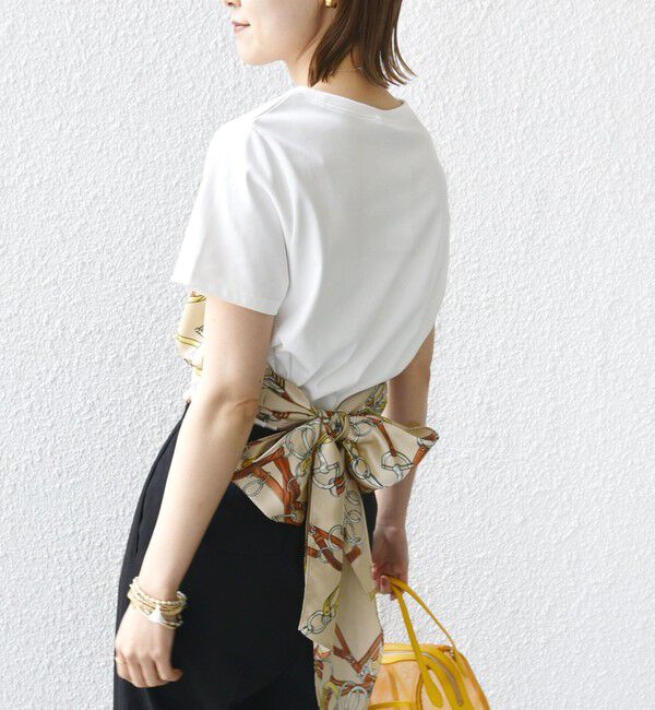 SHIPS for women「【WEB限定】〈手洗い可能〉スカーフ コンビ TEE」|Tシャツ・カットソー|