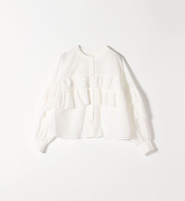 SHIPS any「SHIPS any:〈洗濯機可能〉ボイル フリル バンドカラー シャツ ブラウス 2」|シャツ・ブラウス|