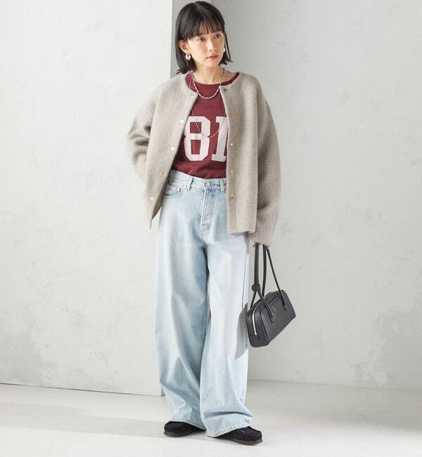 SHIPS for women「フォックス ブレンド ノーカラー ニット コート」|ノーカラーコート|