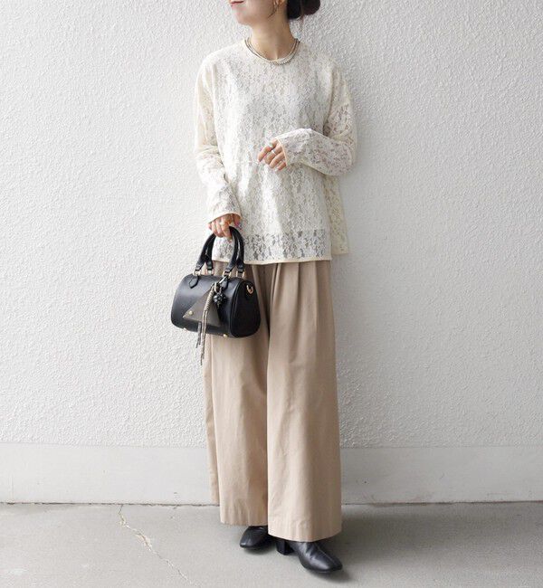 SHIPS any「《予約》SHIPS any:〈手洗い可能〉フラワー レース クルーネック ペプラム ブラウス」|シャツ・ブラウス|