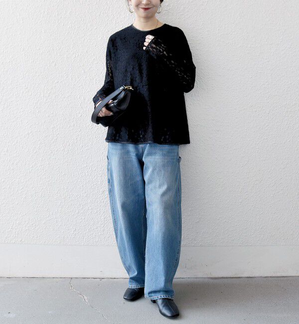 SHIPS any「《予約》SHIPS any:〈手洗い可能〉フラワー レース クルーネック ペプラム ブラウス」|シャツ・ブラウス|