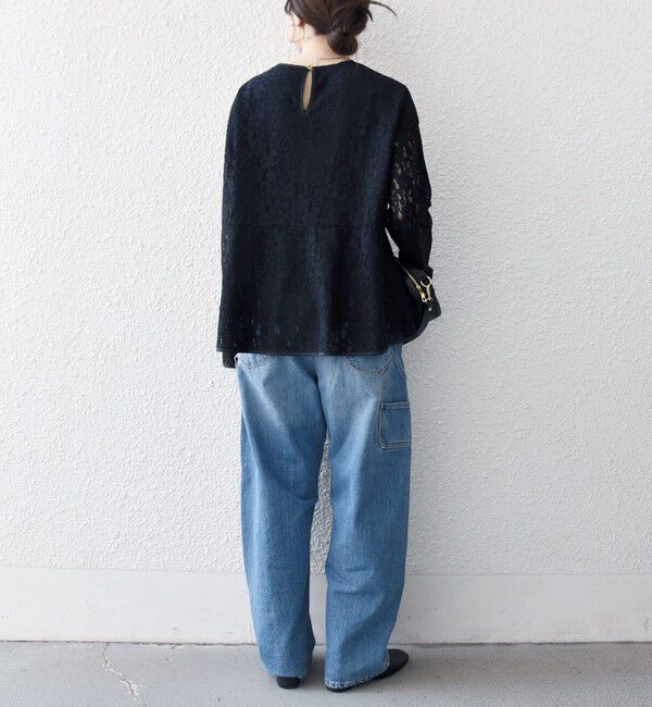 SHIPS any「《予約》SHIPS any:〈手洗い可能〉フラワー レース クルーネック ペプラム ブラウス」|シャツ・ブラウス|