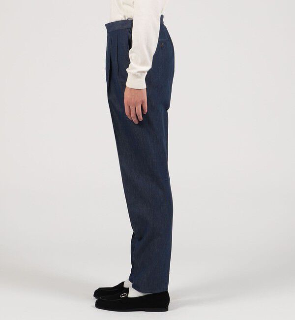 TOMORROWLAND MENS「コットンリネンデニム 2プリーツグルカスラックス」|スラックス|