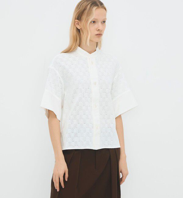 CABaN「コットンスクエアレース ハーフスリーブシャツ」|シャツ・ブラウス|