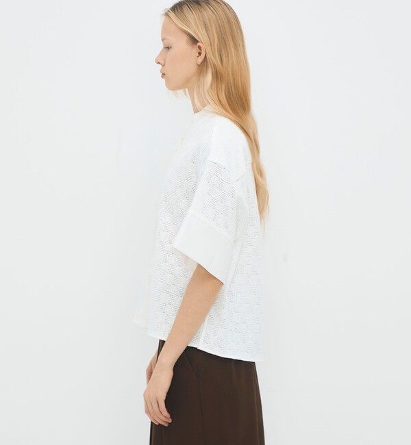 CABaN「コットンスクエアレース ハーフスリーブシャツ」|シャツ・ブラウス|