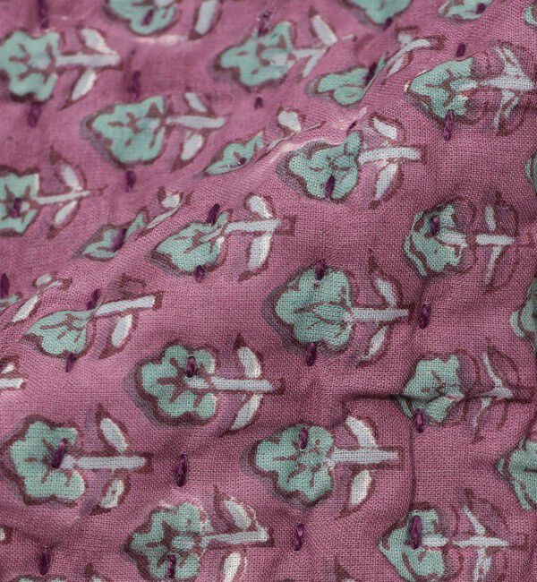 TOMORROWLAND HOME「ブロックプリントキルト マルチカバー S」|ブランケット|